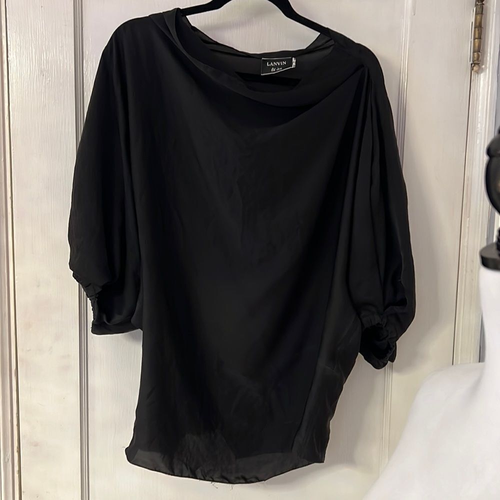 Lanvin Ete 2010 | Authentic Black Silk Blouse Sz 36